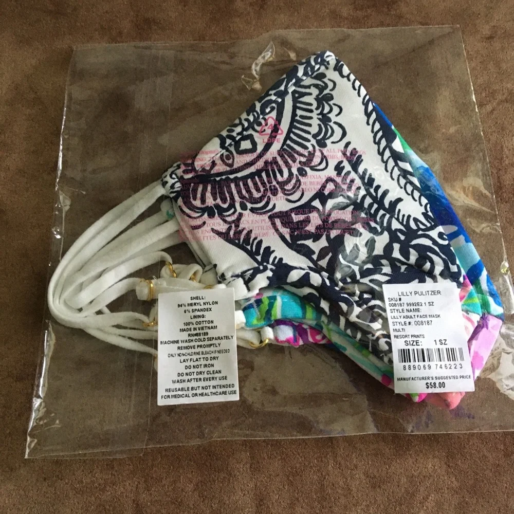 LILLY PULITZER NWT AUTHENTIC THREE DESIGN NON-MEDICAL FACE MASKS